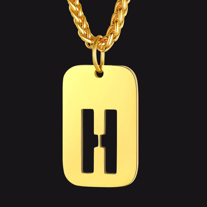 Hollow Personalized Initial Dog Tag Necklace for Men and Women