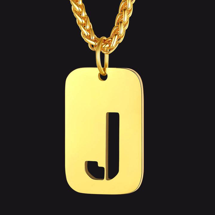 Hollow Personalized Initial Dog Tag Necklace for Men and Women