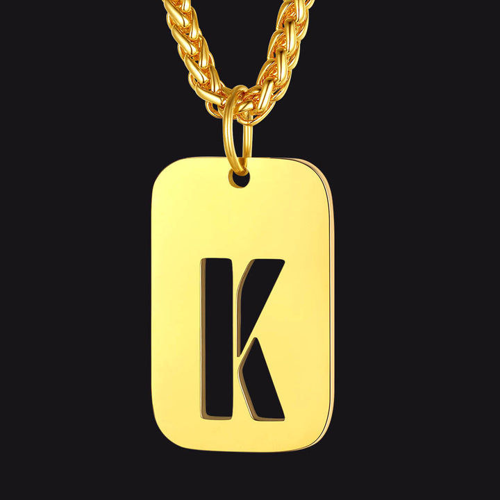 Hollow Personalized Initial Dog Tag Necklace for Men and Women