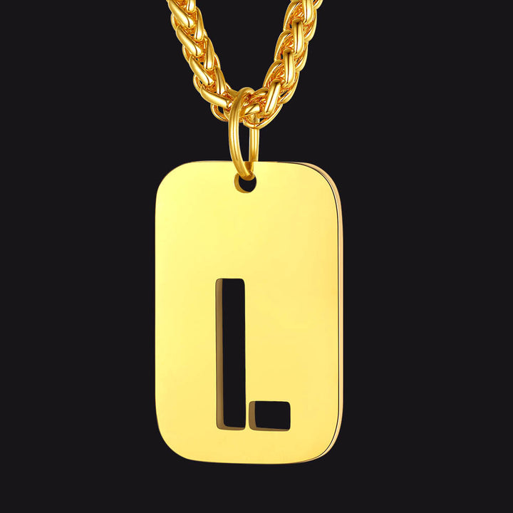 Hollow Personalized Initial Dog Tag Necklace for Men and Women
