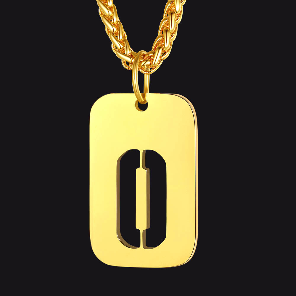 Hollow Personalized Initial Dog Tag Necklace for Men and Women