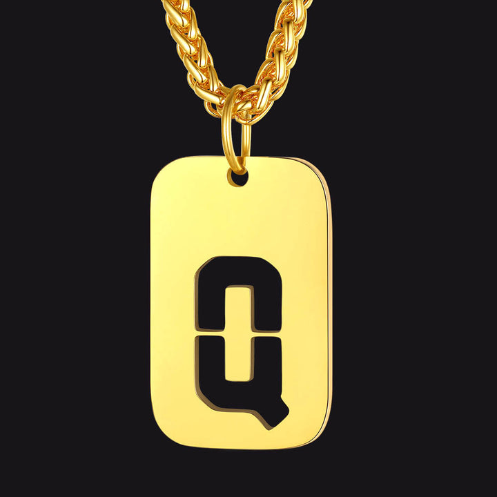 Hollow Personalized Initial Dog Tag Necklace for Men and Women