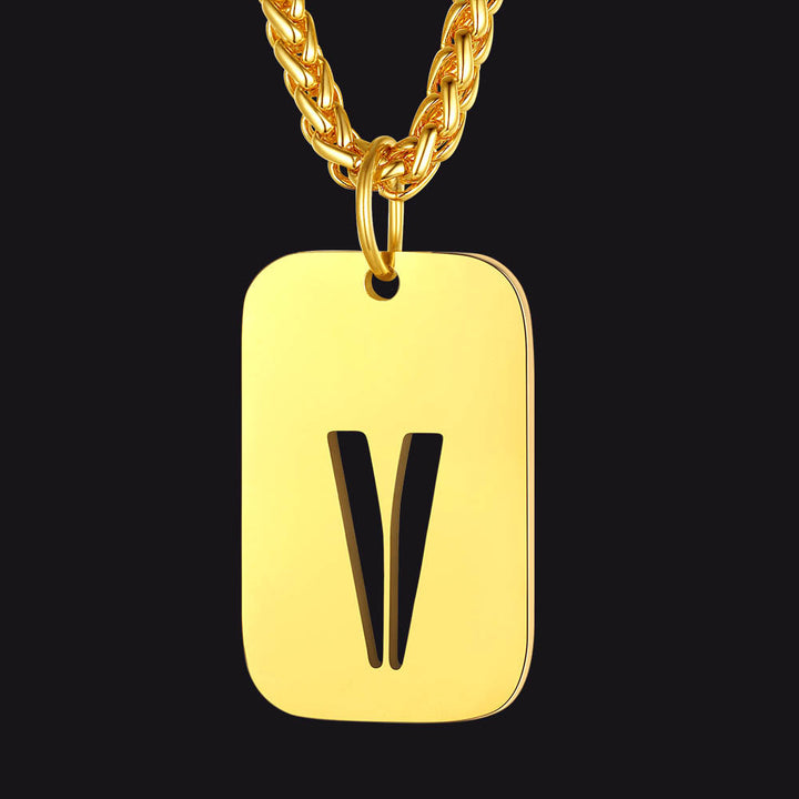 Hollow Personalized Initial Dog Tag Necklace for Men and Women