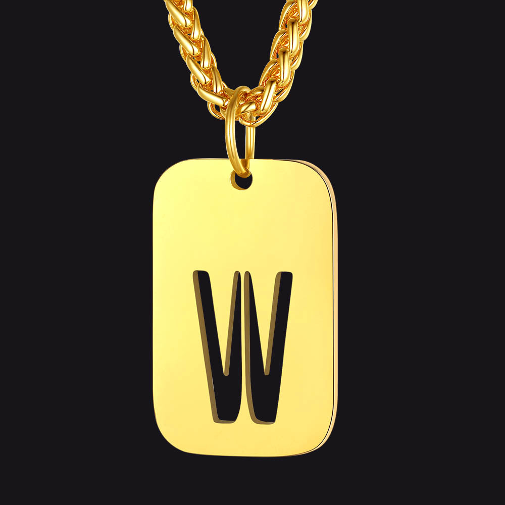 Hollow Personalized Initial Dog Tag Necklace for Men and Women