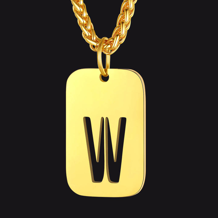 Hollow Personalized Initial Dog Tag Necklace for Men and Women