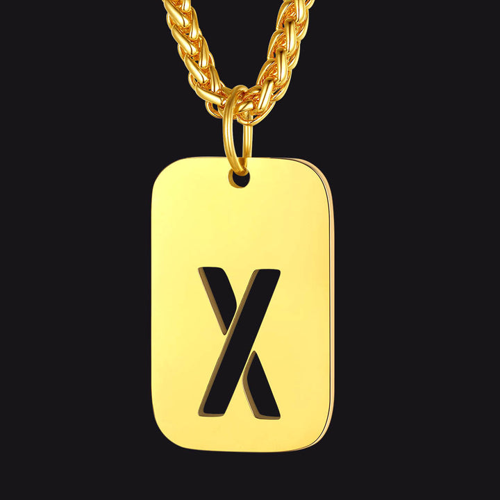 Hollow Personalized Initial Dog Tag Necklace for Men and Women
