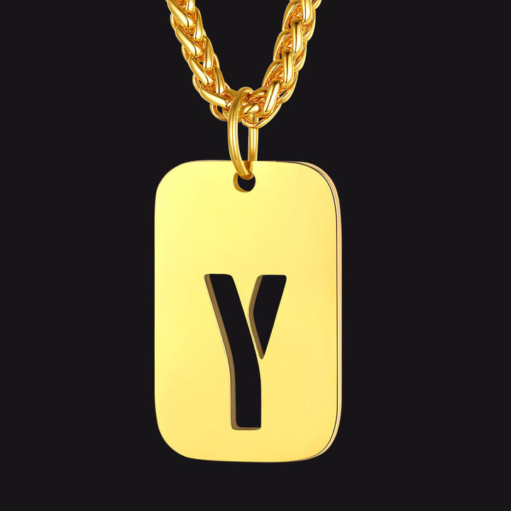 Hollow Personalized Initial Dog Tag Necklace for Men and Women