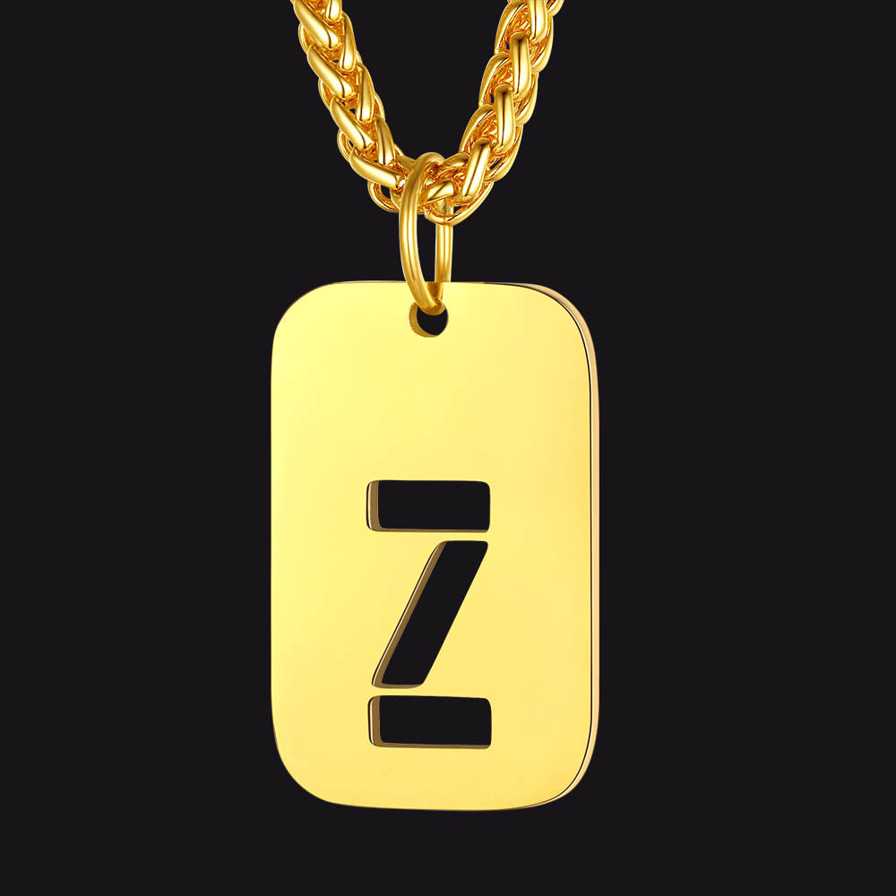 Hollow Personalized Initial Dog Tag Necklace for Men and Women