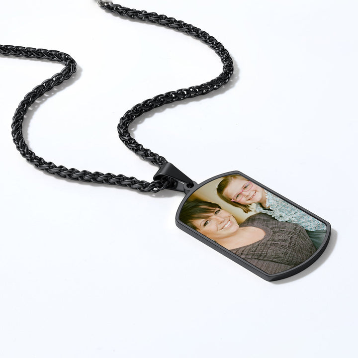 Customized Photo Dog Tag Fingerprint Necklace for Men Women