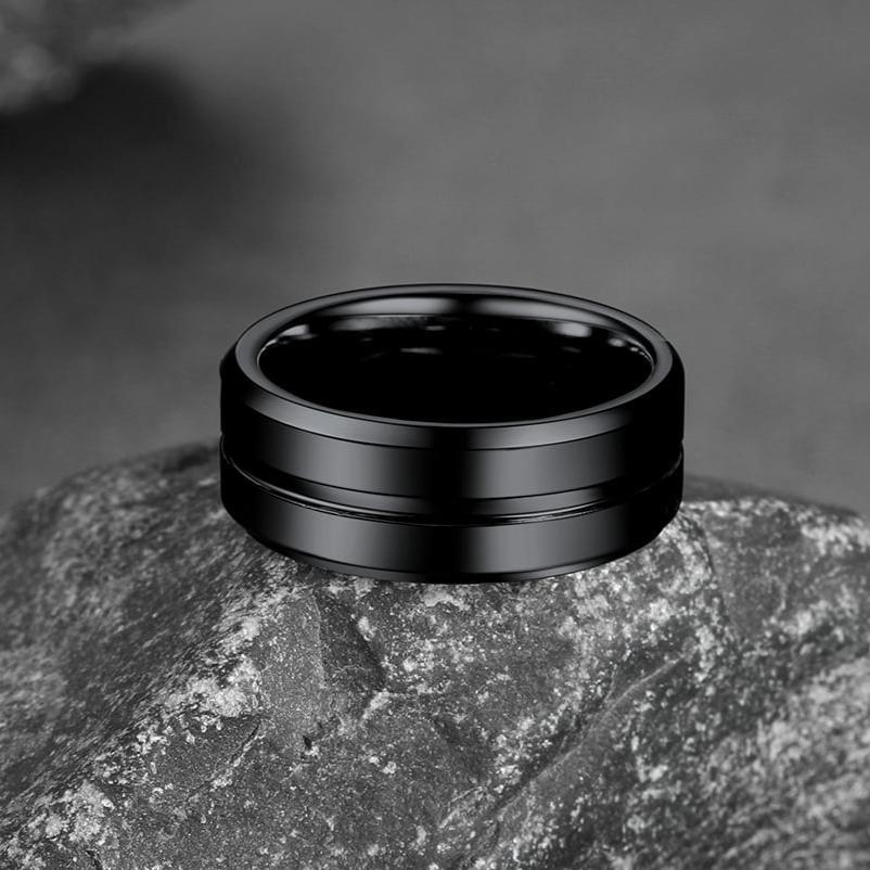 Grooved Tungsten Carbide Wedding Band Ring For Men 8MM
