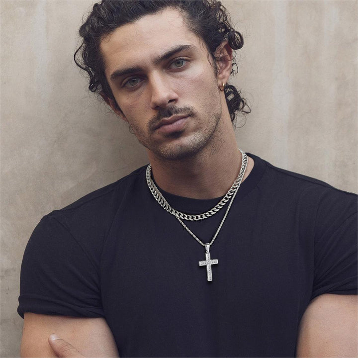 Diamond Cross Pendant Necklace for Men