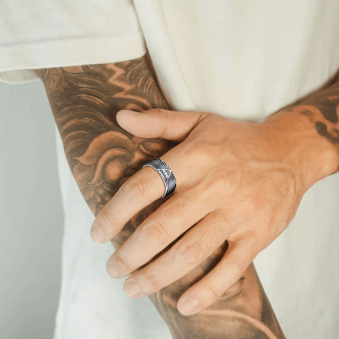 Silver All Seeing Eye Ring Celtic Knot Ring for Men