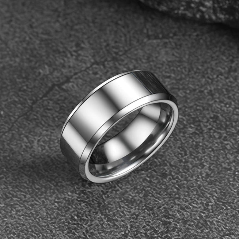Beveled Edge Basic Wedding Tungsten Carbide Band Ring for Men