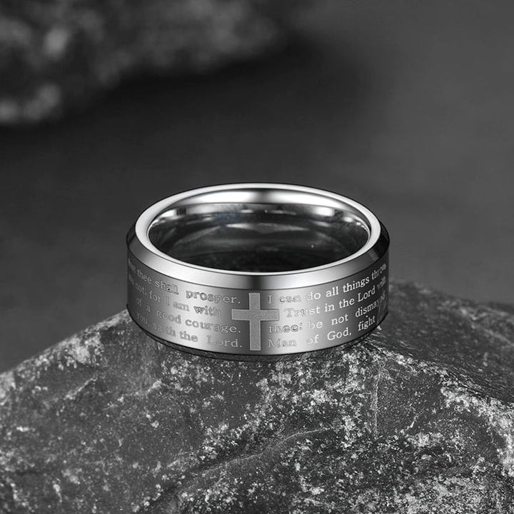 Christian Lord's Prayer Tungsten Carbide Band Ring For Men 8MM