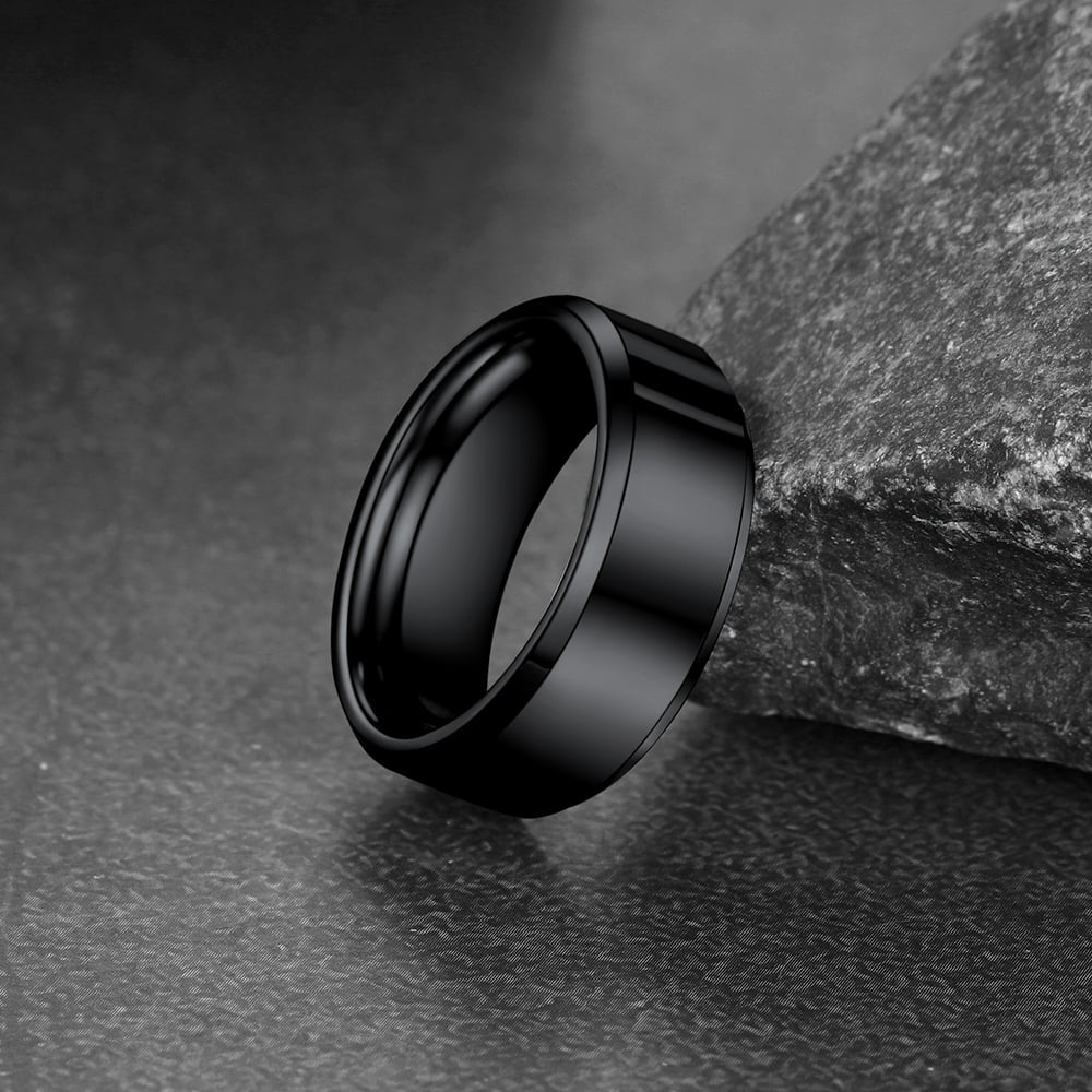 Beveled Edge Basic Wedding Tungsten Carbide Band Ring for Men