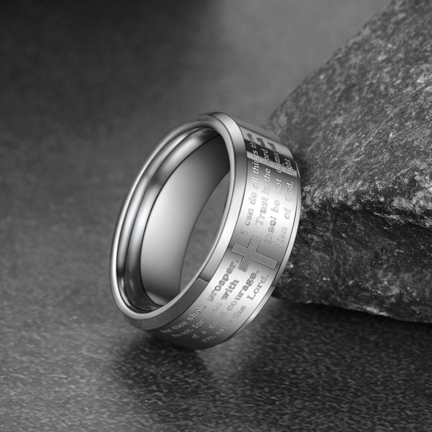 Christian Lord's Prayer Tungsten Carbide Band Ring For Men 8MM