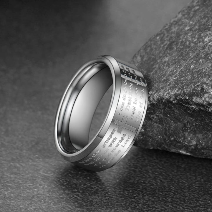 Christian Lord's Prayer Tungsten Carbide Band Ring For Men 8MM