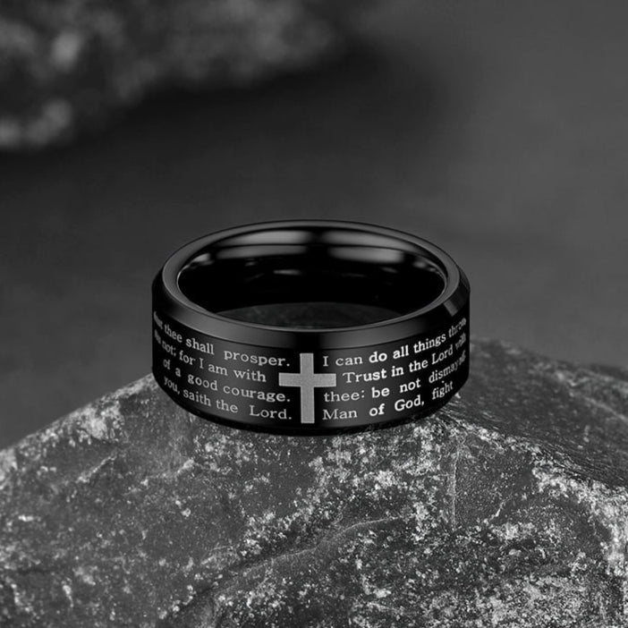 Christian Lord's Prayer Tungsten Carbide Band Ring For Men 8MM