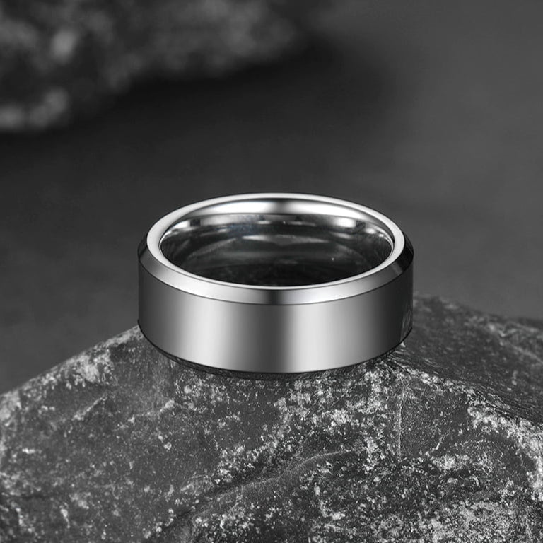 Beveled Edge Basic Wedding Tungsten Carbide Band Ring for Men