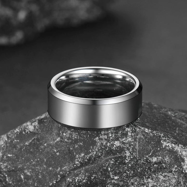 Beveled Edge Basic Wedding Tungsten Carbide Band Ring for Men