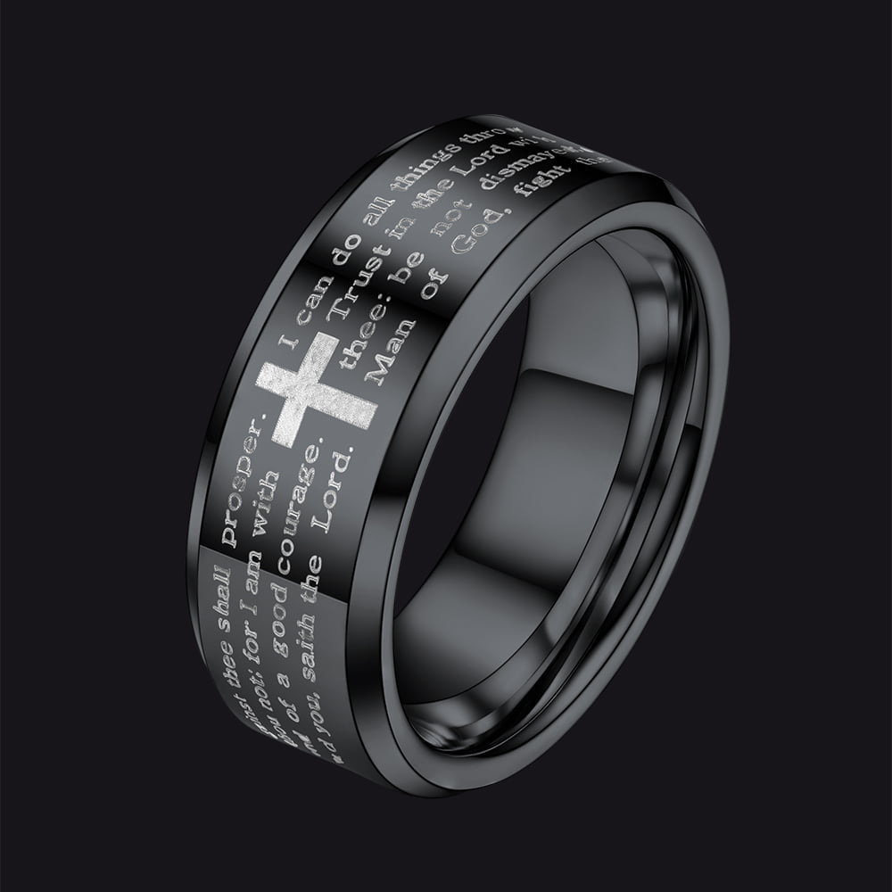 Christian Lord's Prayer Tungsten Carbide Band Ring For Men 8MM