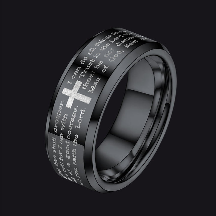 Christian Lord's Prayer Tungsten Carbide Band Ring For Men 8MM