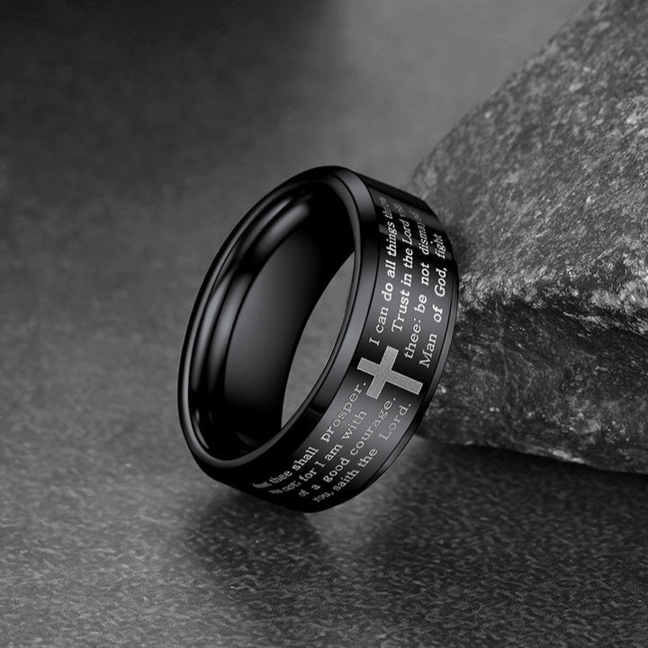 Christian Lord's Prayer Tungsten Carbide Band Ring For Men 8MM