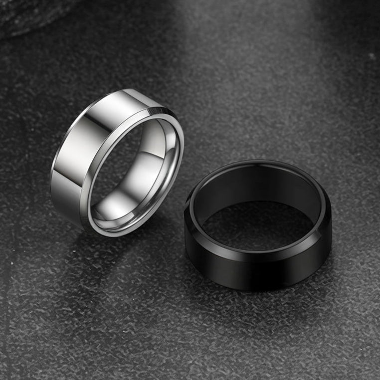Beveled Edge Basic Wedding Tungsten Carbide Band Ring for Men