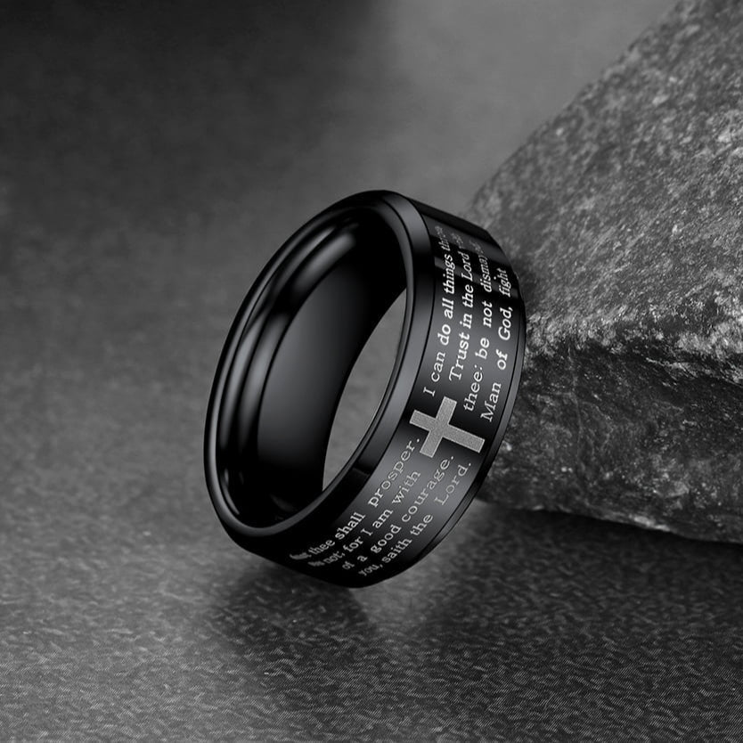 Christian Lord's Prayer Tungsten Carbide Band Ring For Men 8MM