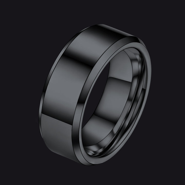 Beveled Edge Basic Wedding Tungsten Carbide Band Ring for Men