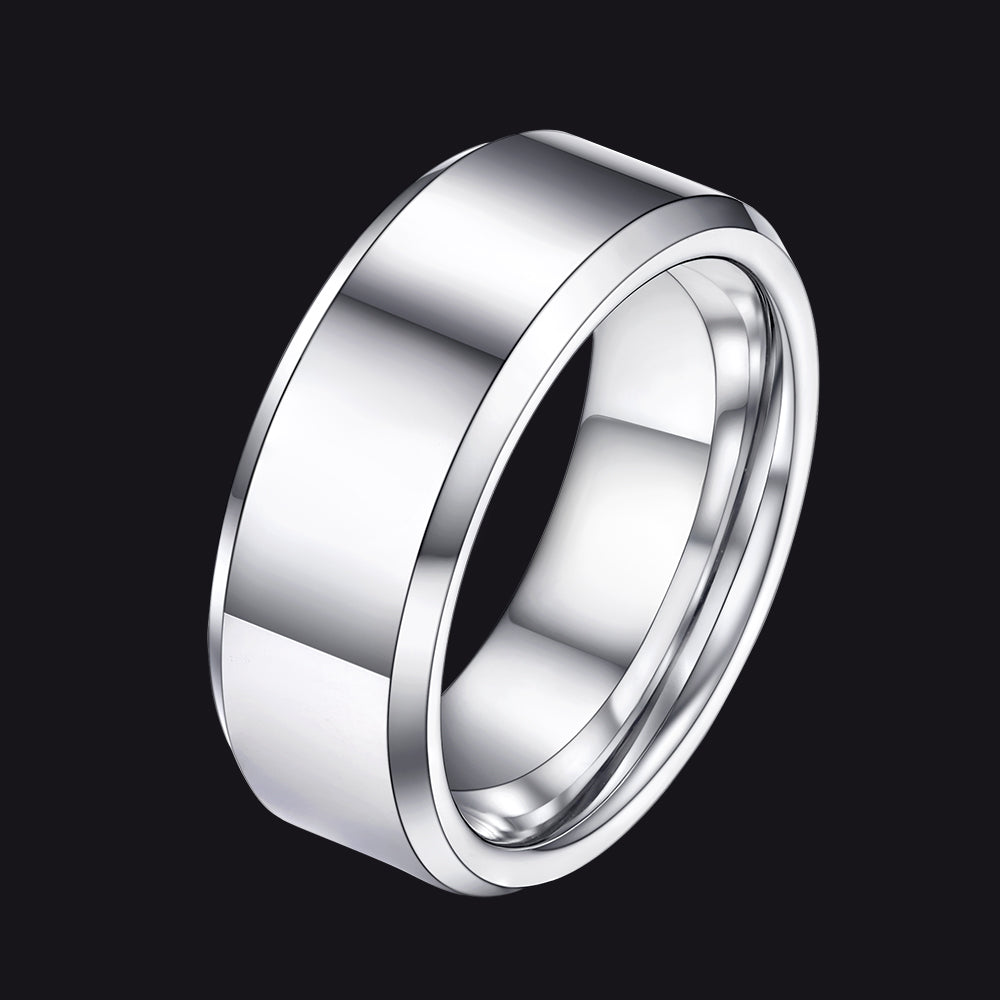 Beveled Edge Basic Wedding Tungsten Carbide Band Ring for Men