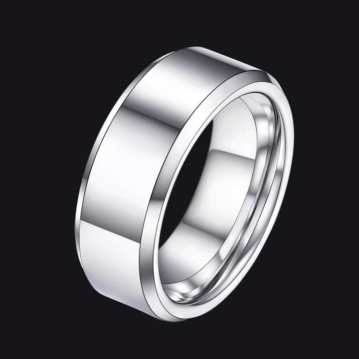 Beveled Edge Basic Wedding Tungsten Carbide Band Ring for Men