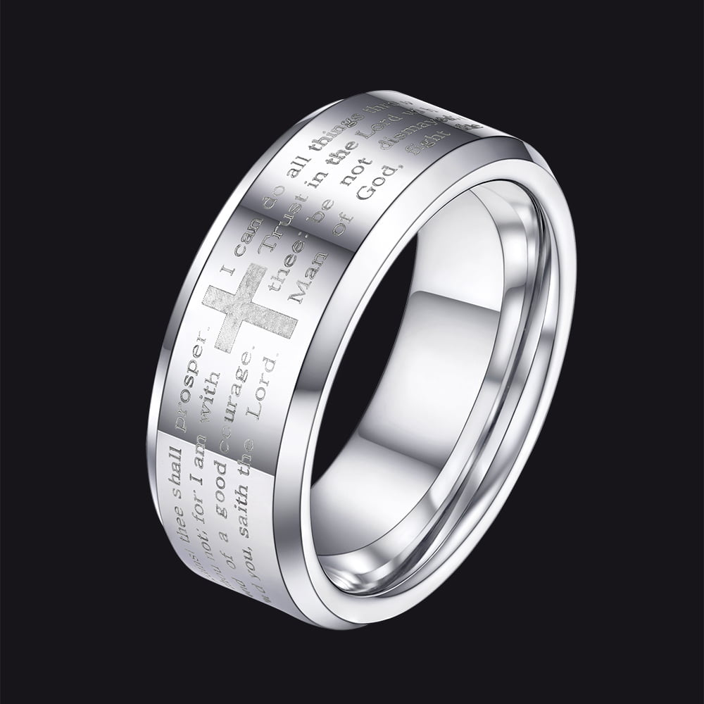 Christian Lord's Prayer Tungsten Carbide Band Ring For Men 8MM