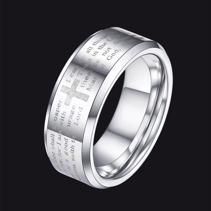 Christian Lord's Prayer Tungsten Carbide Band Ring For Men 8MM