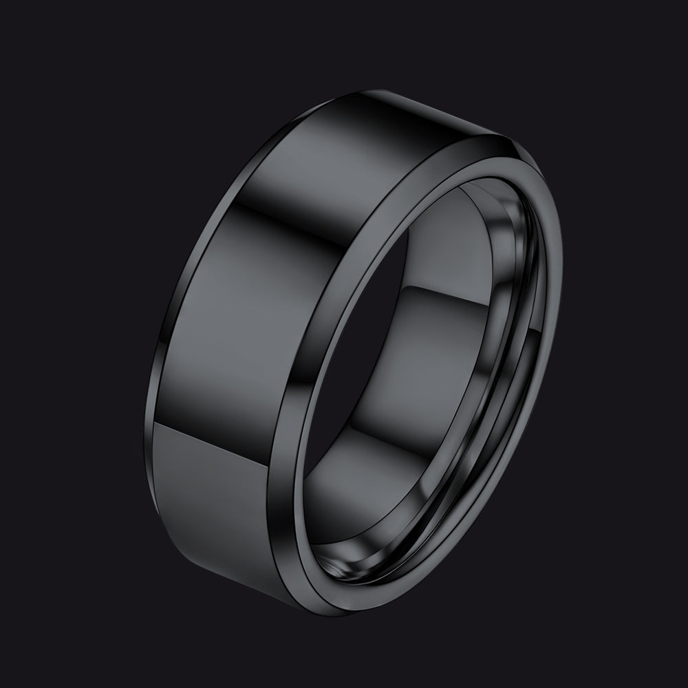 Beveled Edge Basic Wedding Tungsten Carbide Band Ring for Men