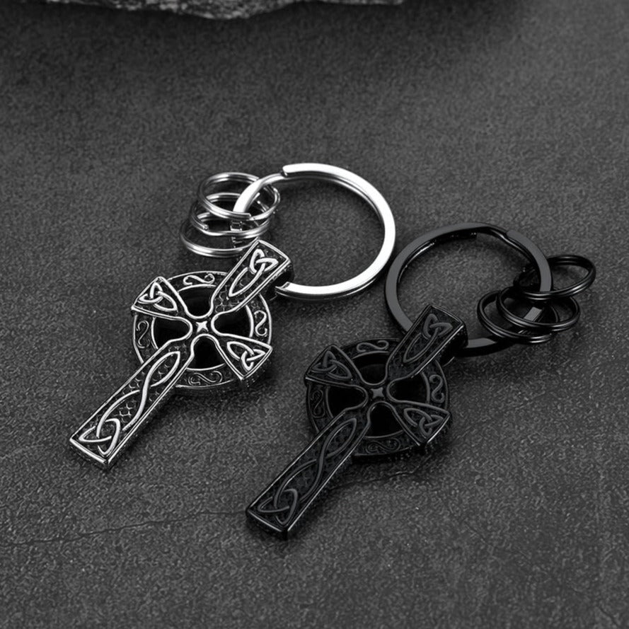 Viking Celtic Cross Keychain Amulet for Men