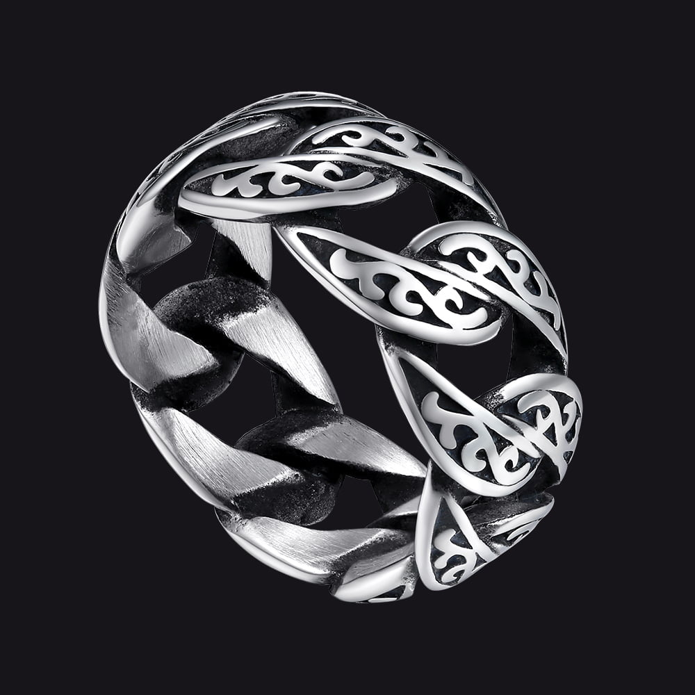 Celtic Cuban Chain Ring For Men Stainless Steel