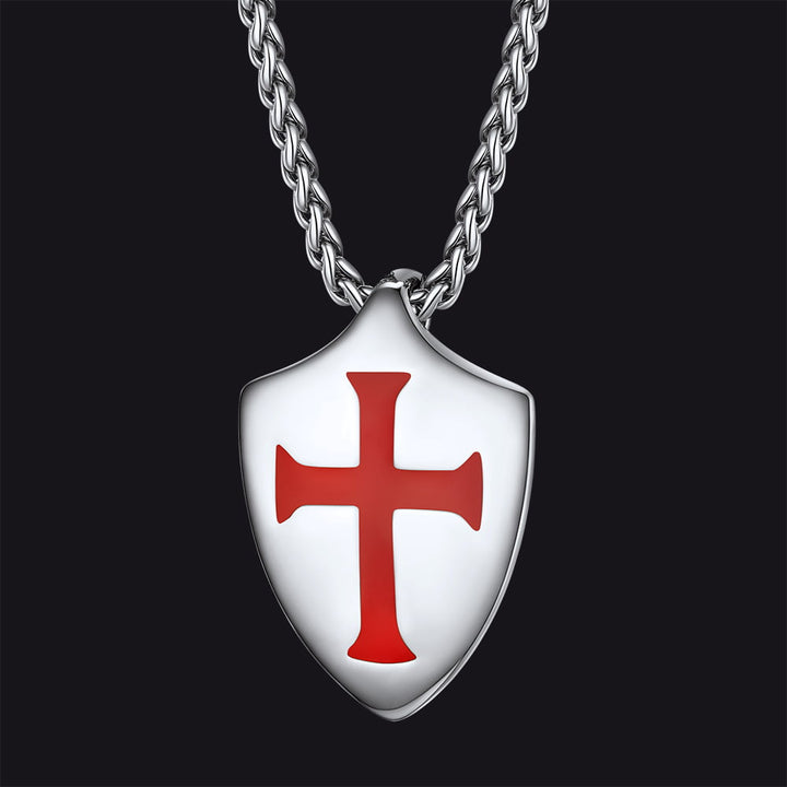 Christian Cross Shield Pendant Necklace for Men