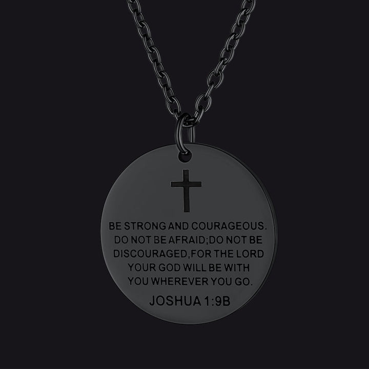 Christian Joshua 1:9 Cross Medal Necklace For Men