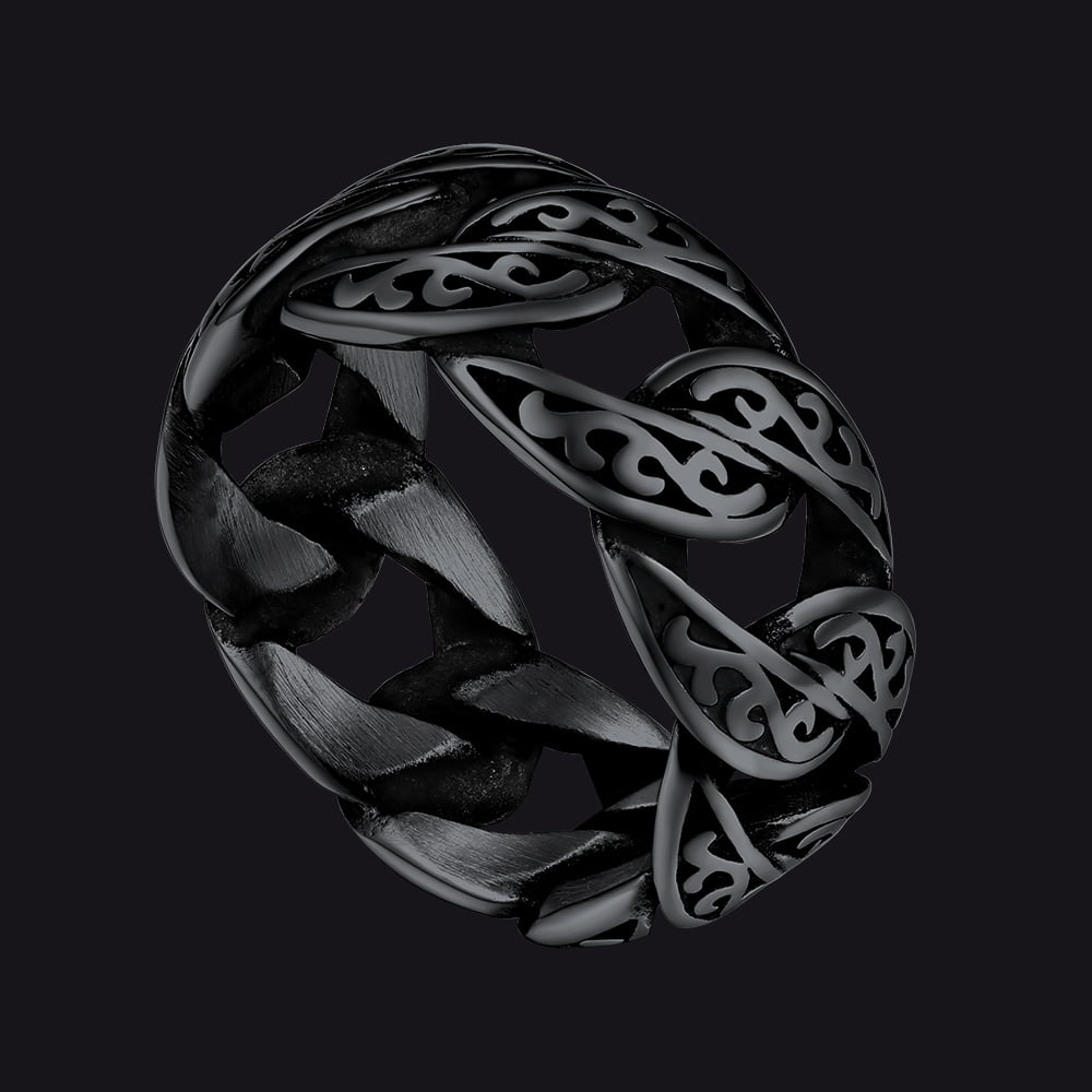 Celtic Cuban Chain Ring For Men Stainless Steel