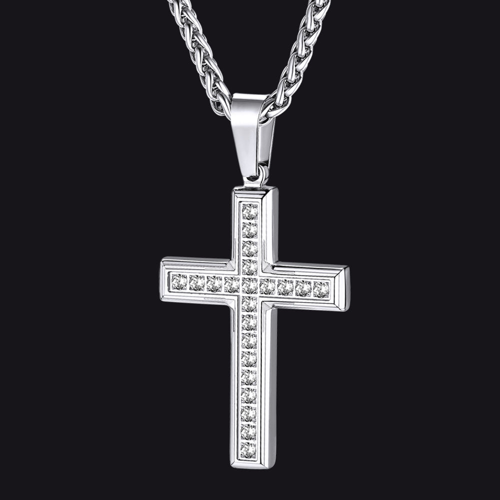 Diamond Cross Pendant Necklace for Men