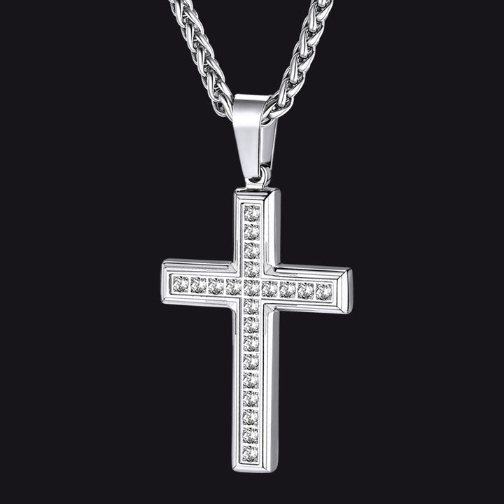 Diamond Cross Pendant Necklace for Men