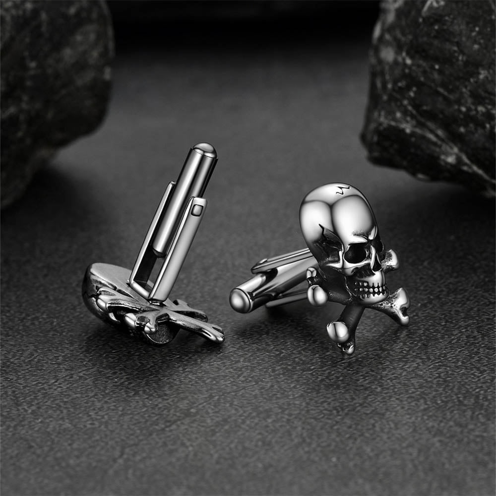 Skull Cufflinks With Pirate Crossbones For Men