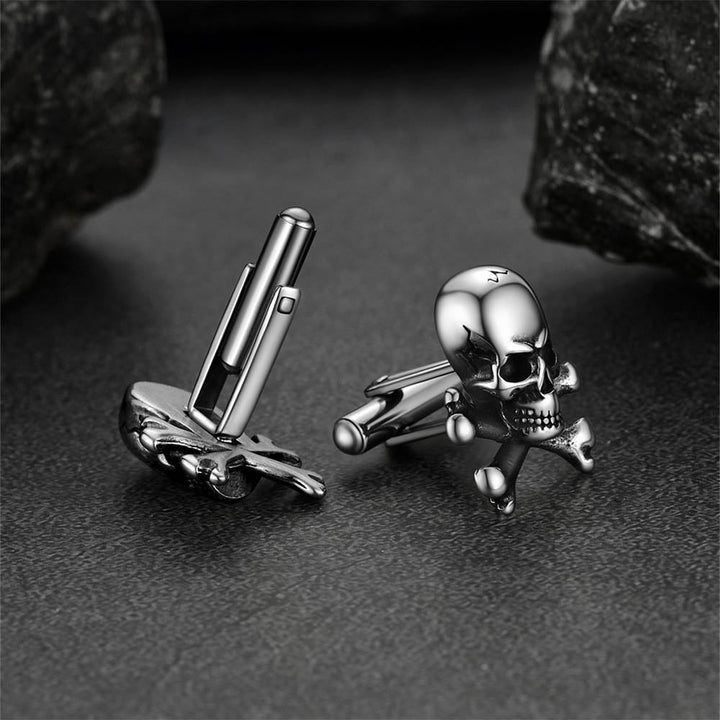 Skull Cufflinks With Pirate Crossbones For Men