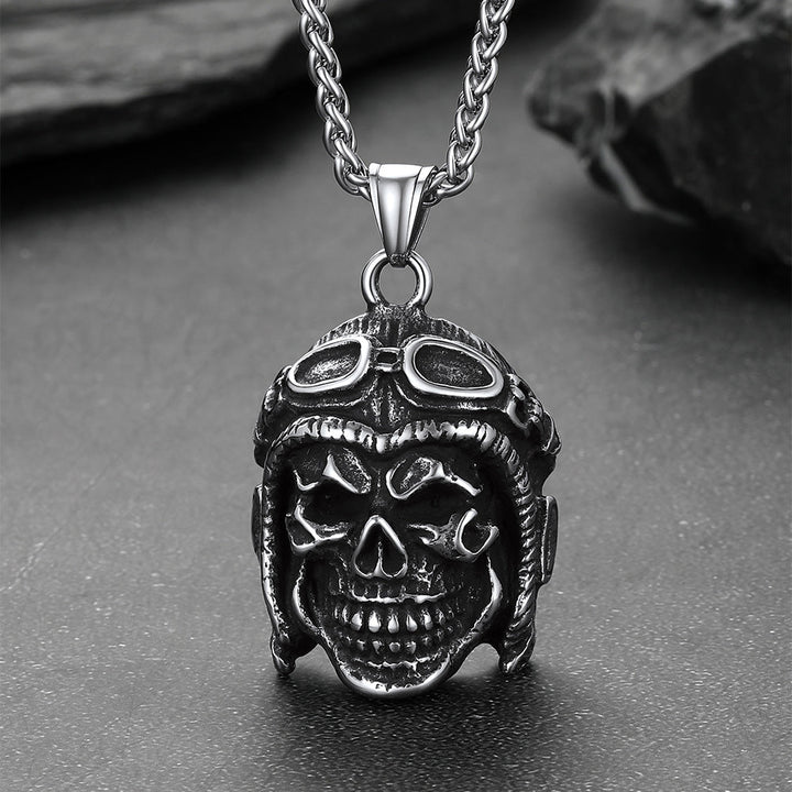 Flying Helmet Skull Antique Necklace for Men