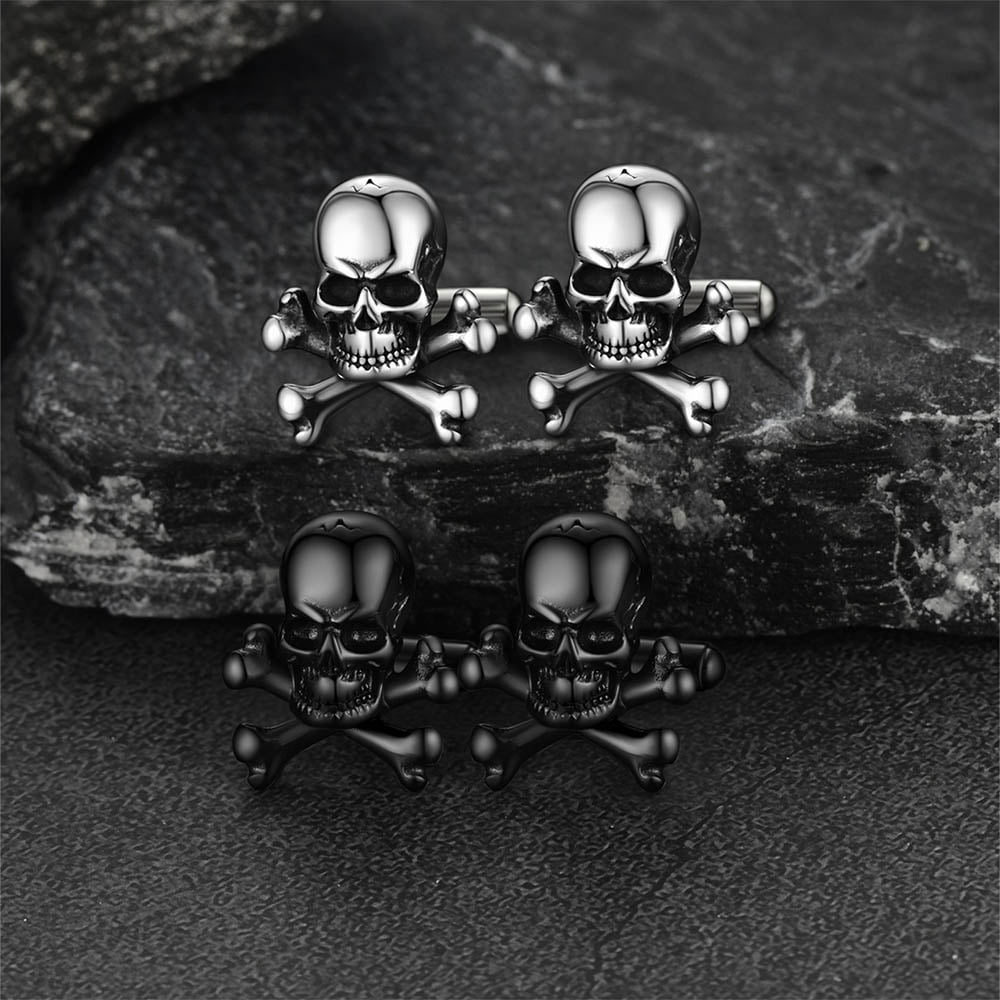 Skull Cufflinks With Pirate Crossbones For Men