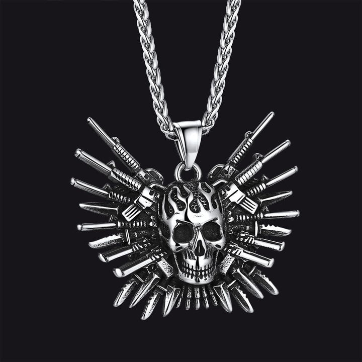 Punk Full Armed Skull Pendant Necklace for Men