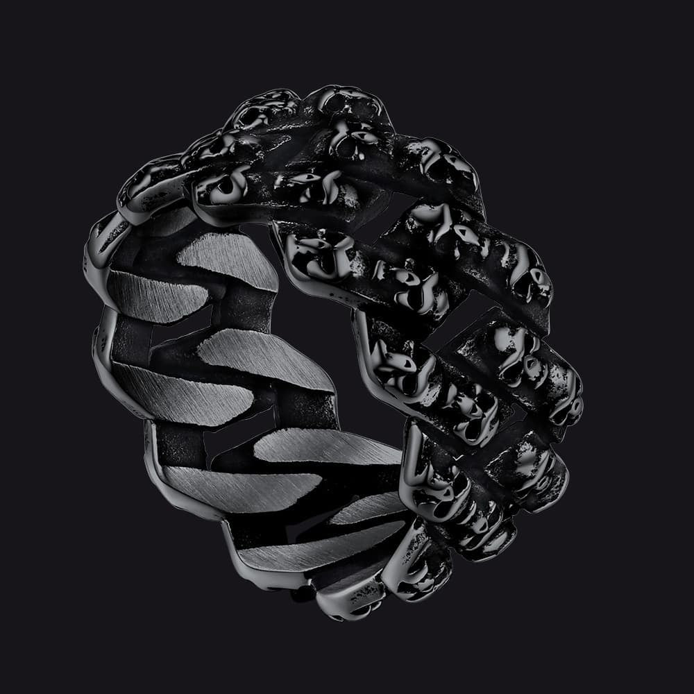 Stainless Steel Skull Chain Ring For Men Women