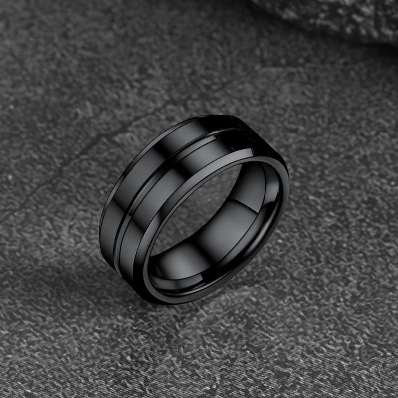 Grooved Tungsten Carbide Wedding Band Ring For Men 8MM