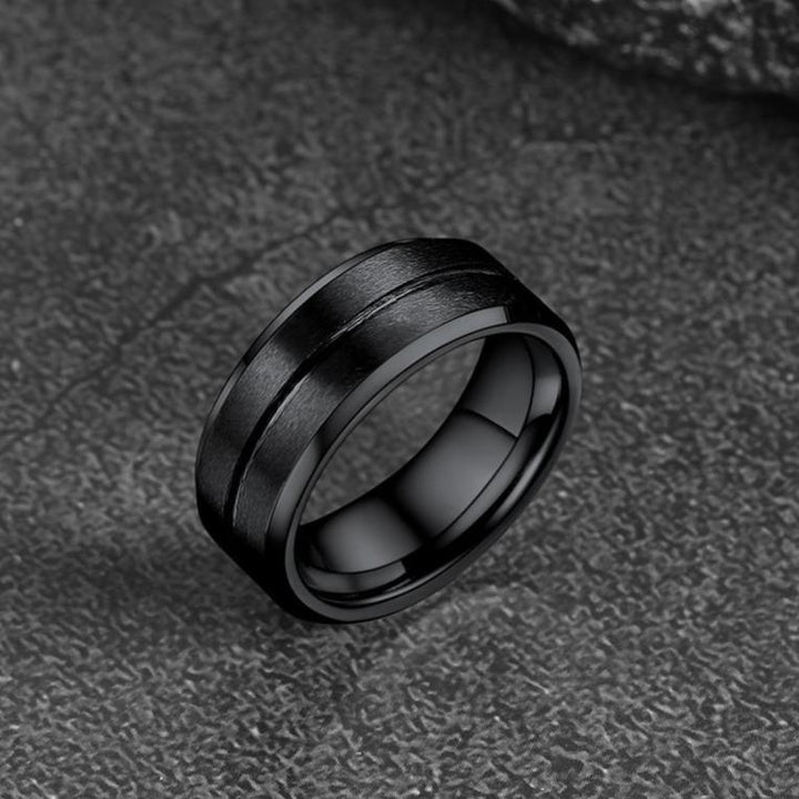 Tungsten Carbide Wedding Band Ring Grooved Matte Finish Ring For Men 8MM